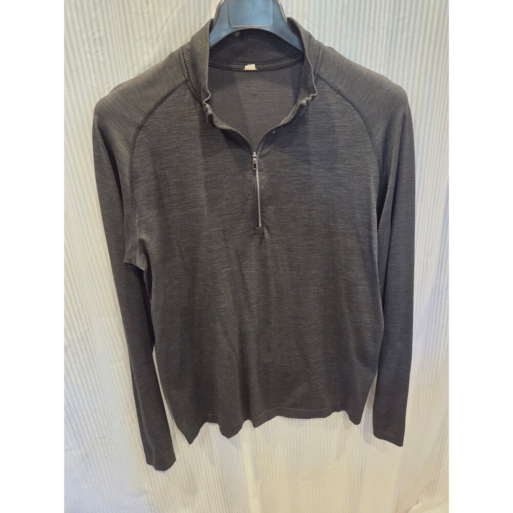 Lululemon Metal Vent Tech 1/2 Zip 2.0 Men Charcoal Grey Black Pullover Size Lg